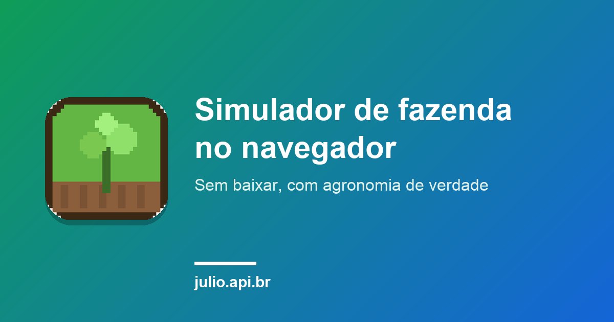 Capa do artigo sobre simulador de fazenda, com o ícone do BioSafra