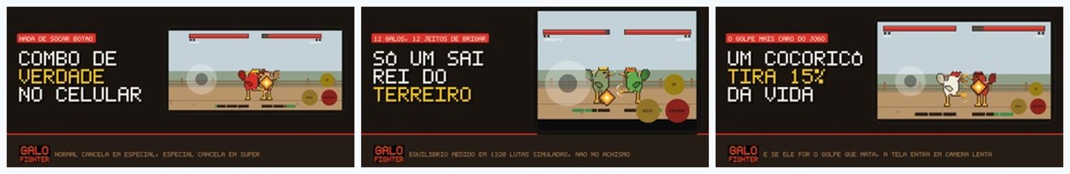 Telas do jogo Galo Fighter: Copa do Terreiro